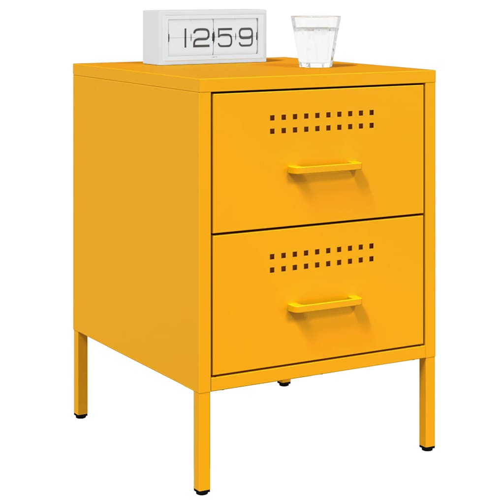 Table de chevet jaune moutarde 36x39x50,5 cm acier - XIOS