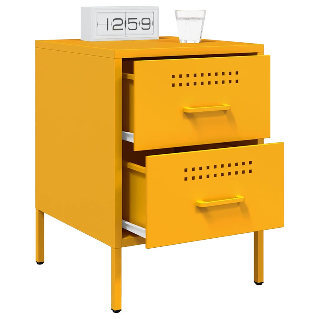 Table de chevet jaune moutarde 36x39x50,5 cm acier - XIOS