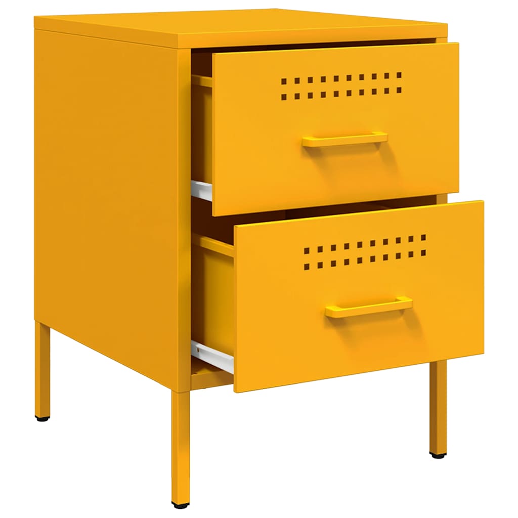 Table de chevet jaune moutarde 36x39x50,5 cm acier - XIOS
