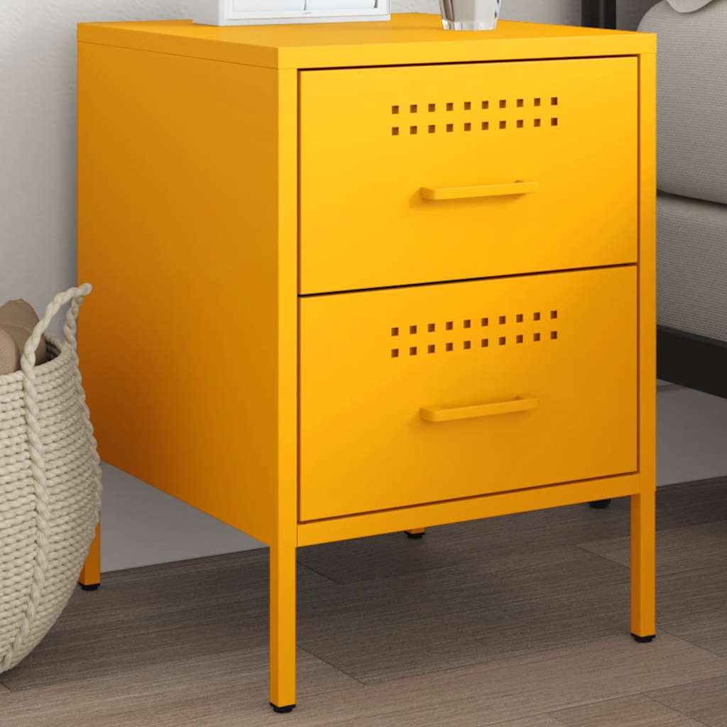 Table de chevet jaune moutarde 36x39x50,5 cm acier - XIOS