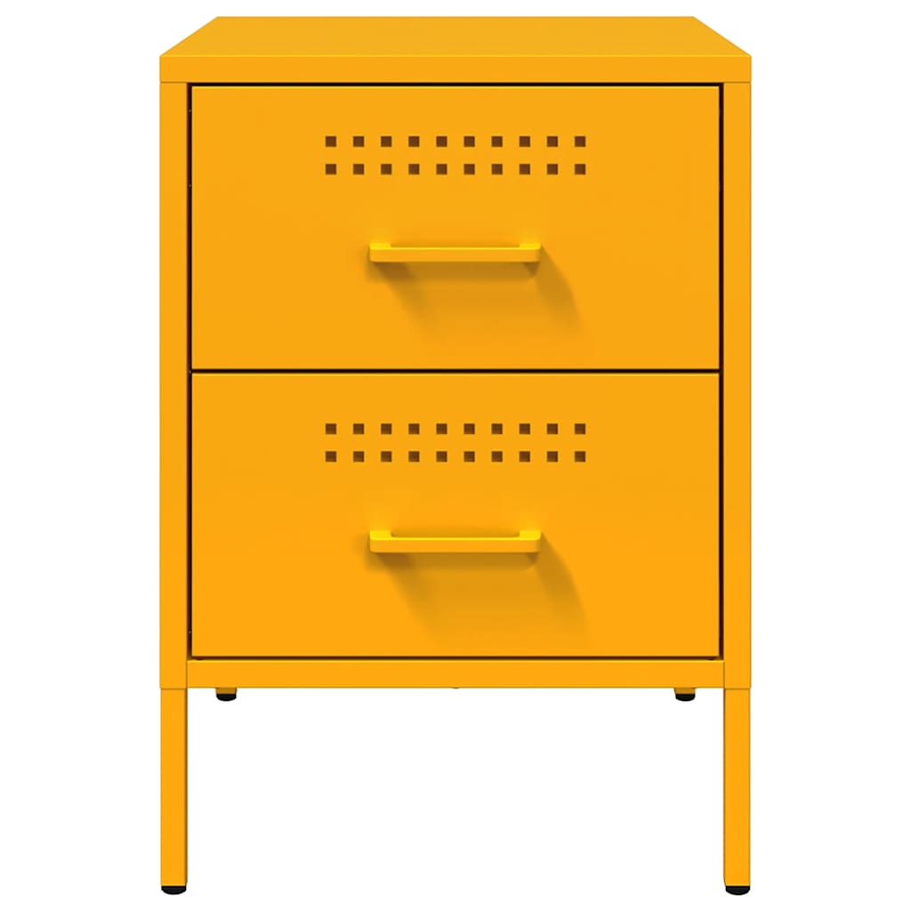 Tables de chevet 2 pcs jaune moutarde 36x39x50,5 cm acier