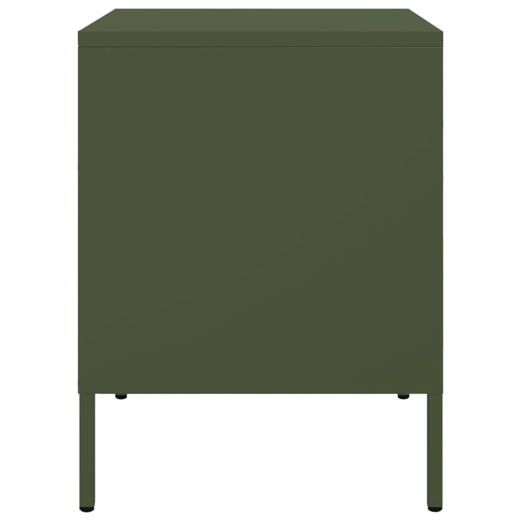 Table de chevet vert olive 36x39x50,5 cm acier