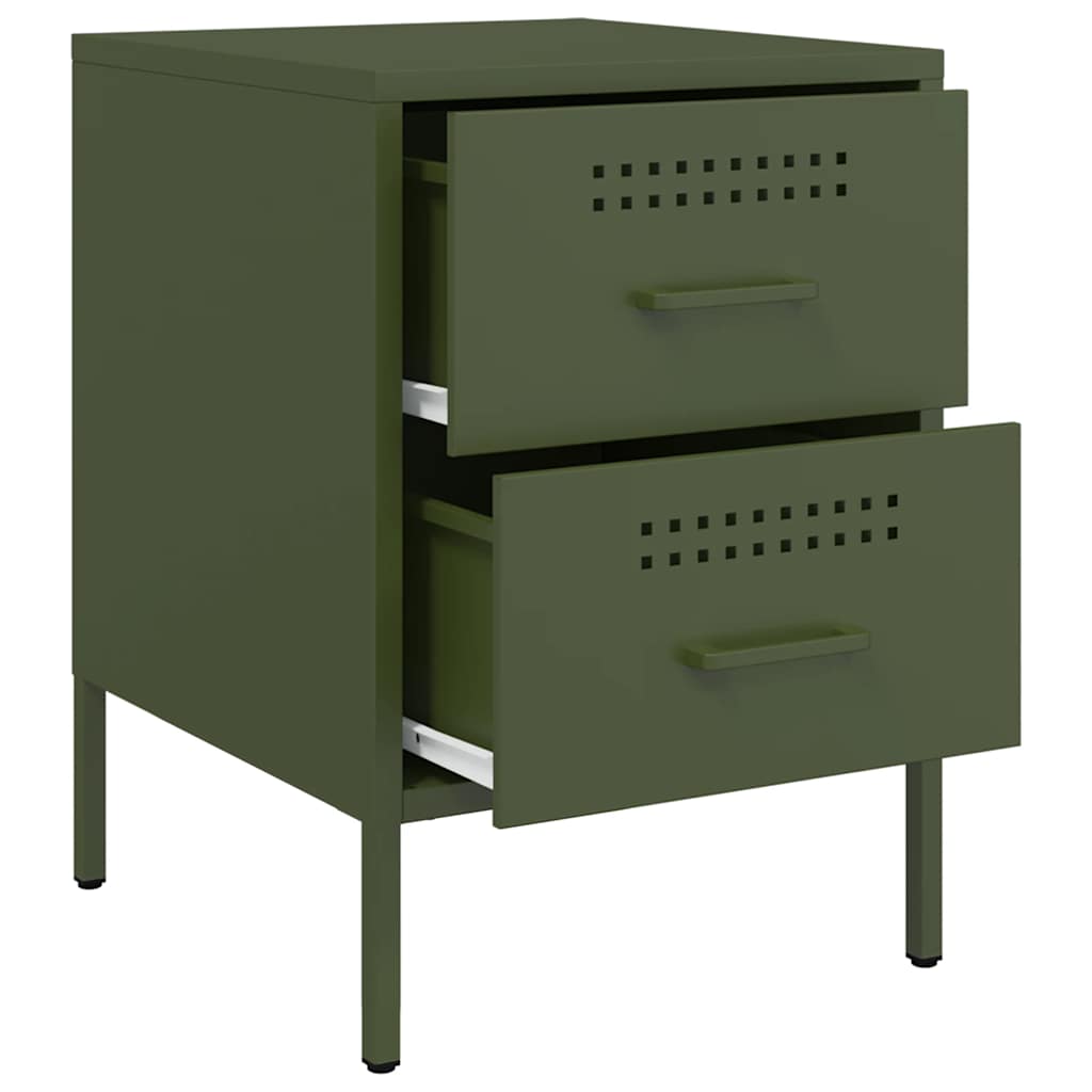 Tables de chevet 2 pcs vert olive 36x39x50,5 cm acier - XIOS