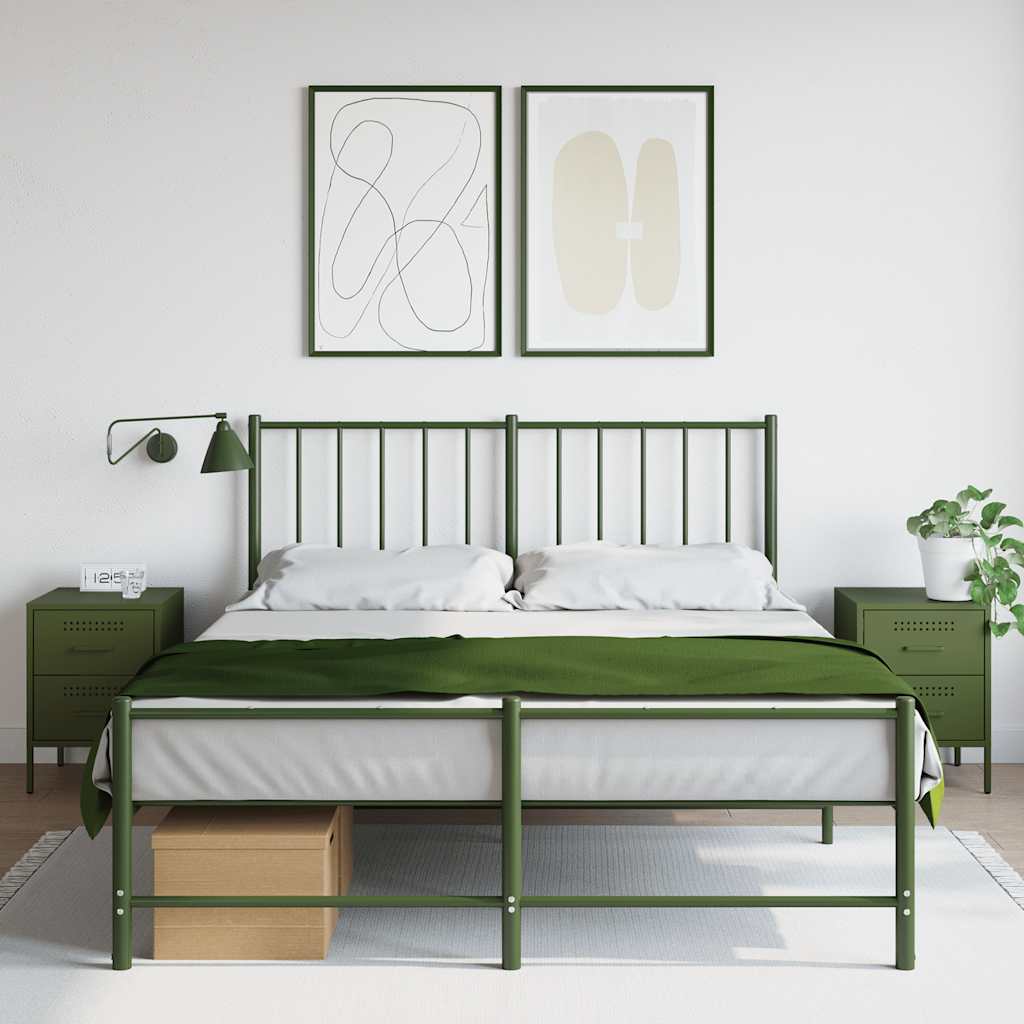 Tables de chevet 2 pcs vert olive 36x39x50,5 cm acier - XIOS