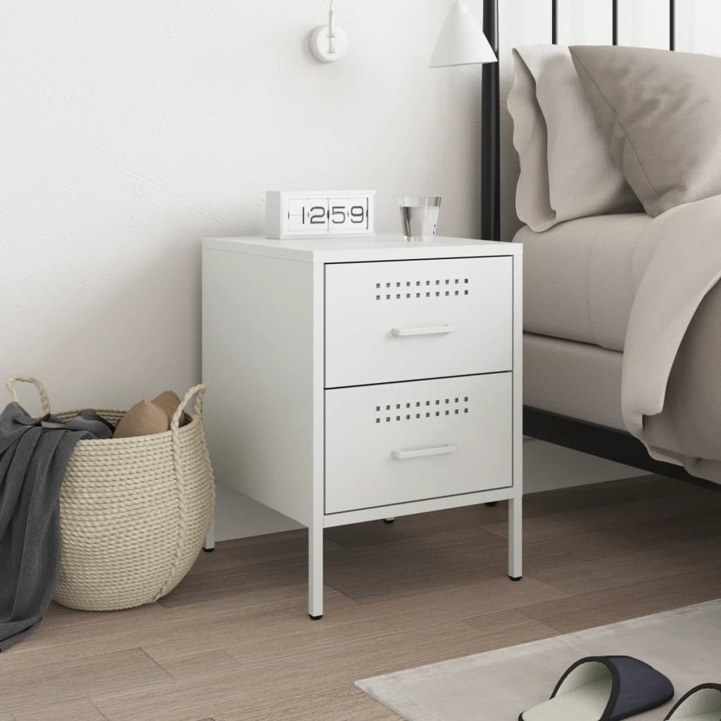 Table de chevet blanc 36x39x50,5 cm acier - XIOS