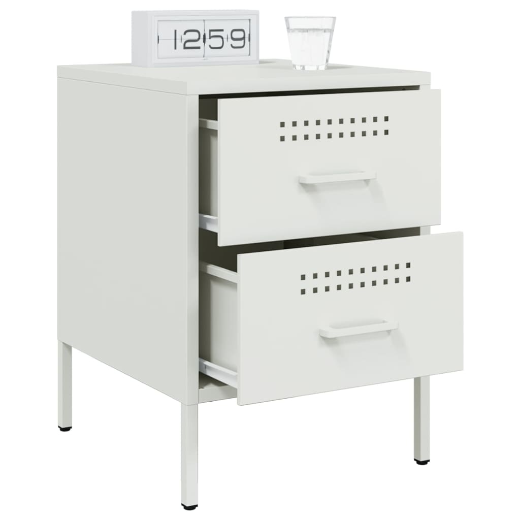 Table de chevet blanc 36x39x50,5 cm acier - XIOS