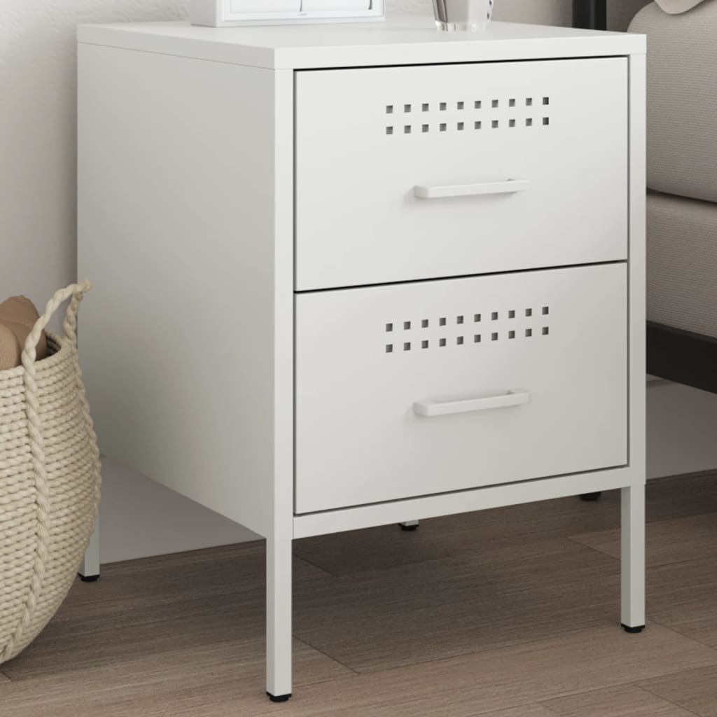 Table de chevet blanc 36x39x50,5 cm acier - XIOS