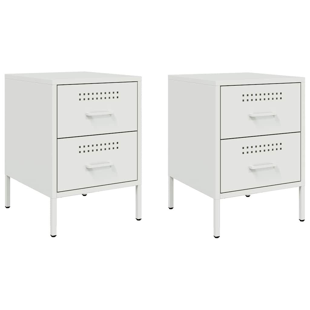 Tables de chevet 2 pcs blanc 36x39x50,5 cm acier