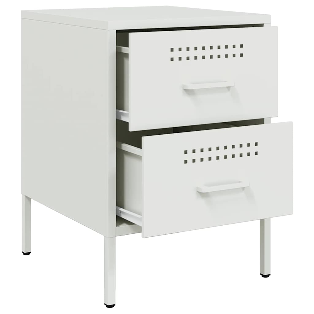 Tables de chevet 2 pcs blanc 36x39x50,5 cm acier