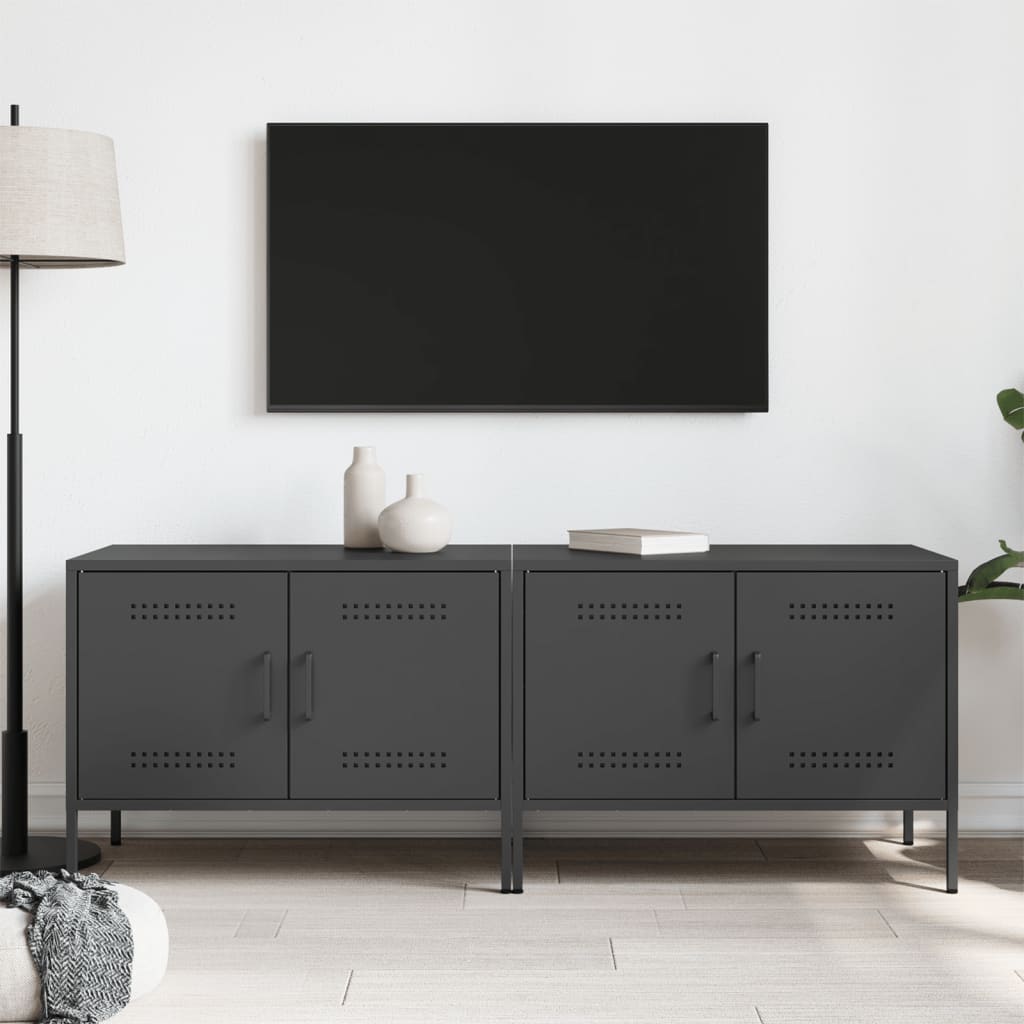 Meubles TV 2 pcs noir 68x39x50,5 cm acier - XIOS