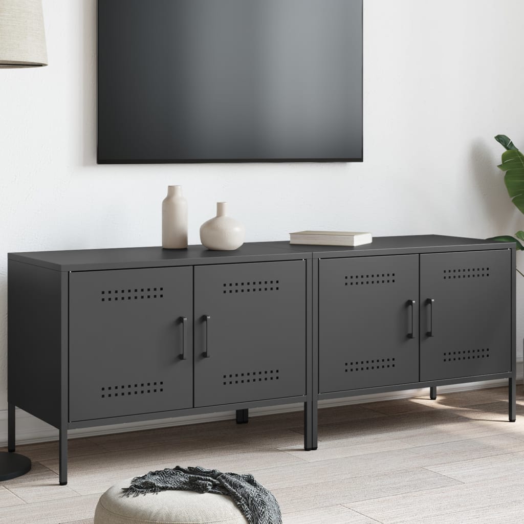 Meubles TV 2 pcs noir 68x39x50,5 cm acier - XIOS