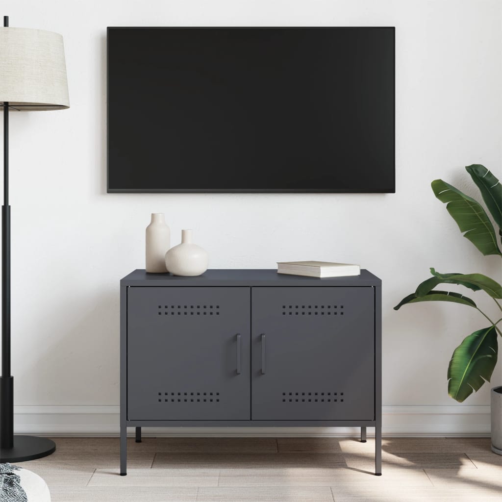 Meuble TV anthracite 68x39x50,5 cm acier - XIOS