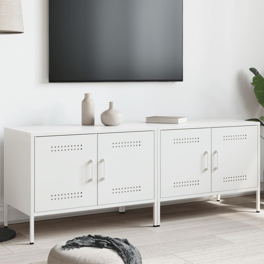 Meubles TV 2 pcs blanc 68x39x50,5 cm acier - XIOS