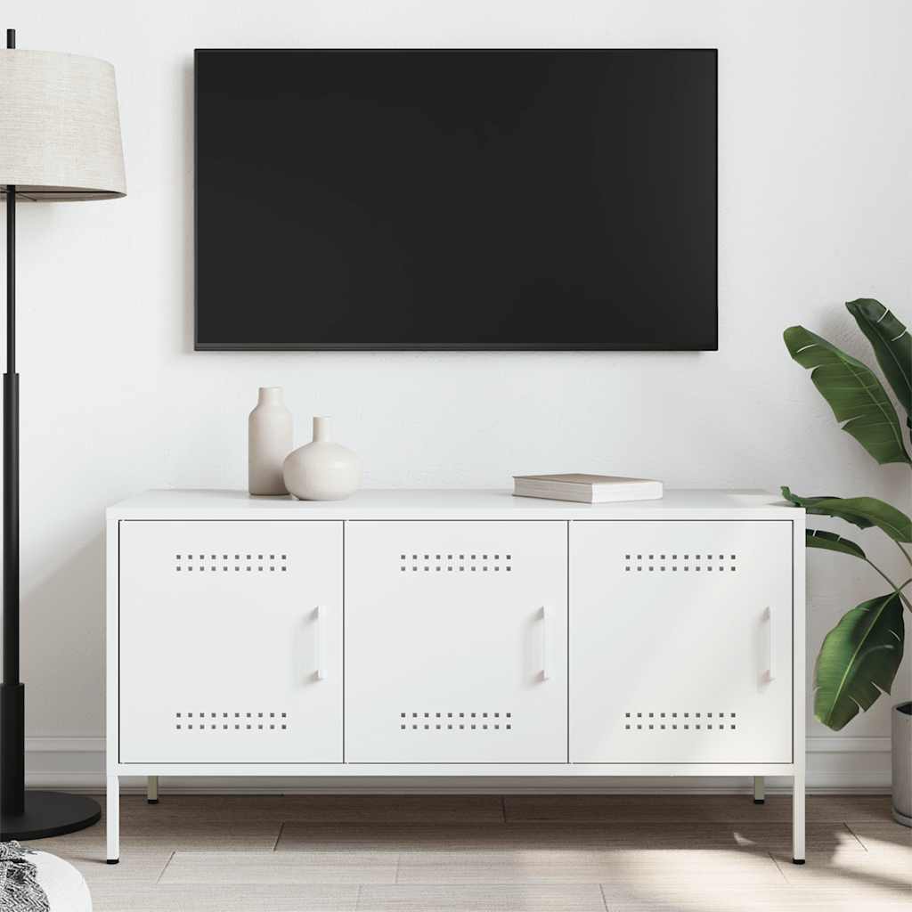 Meuble TV blanc 100,5x39x50,5 cm acier - XIOS