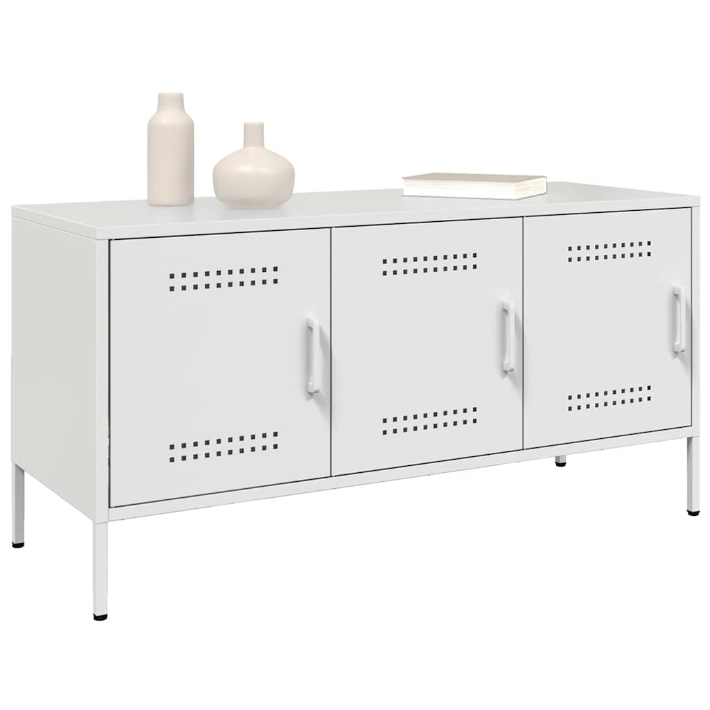 Meuble TV blanc 100,5x39x50,5 cm acier - XIOS