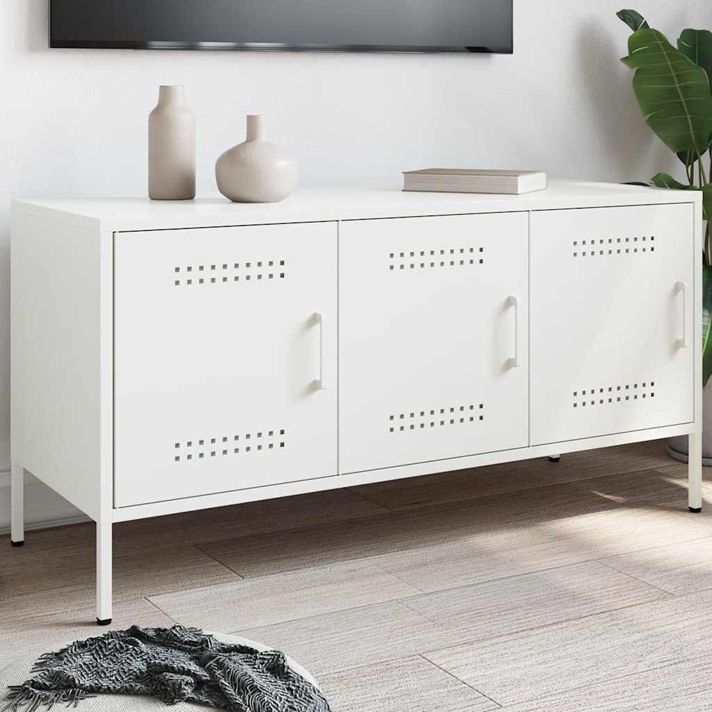 Meuble TV blanc 100,5x39x50,5 cm acier - XIOS