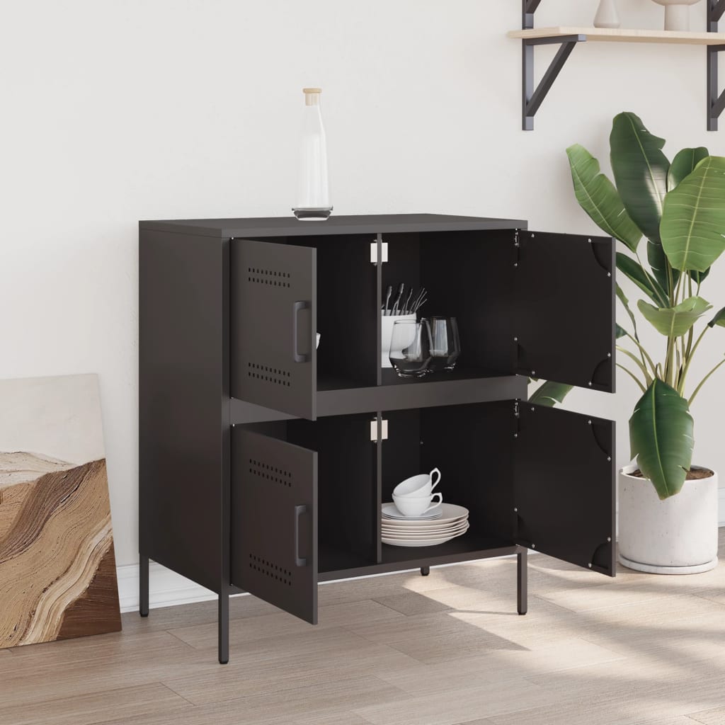 Buffet noir 68x39x79 cm acier - XIOS