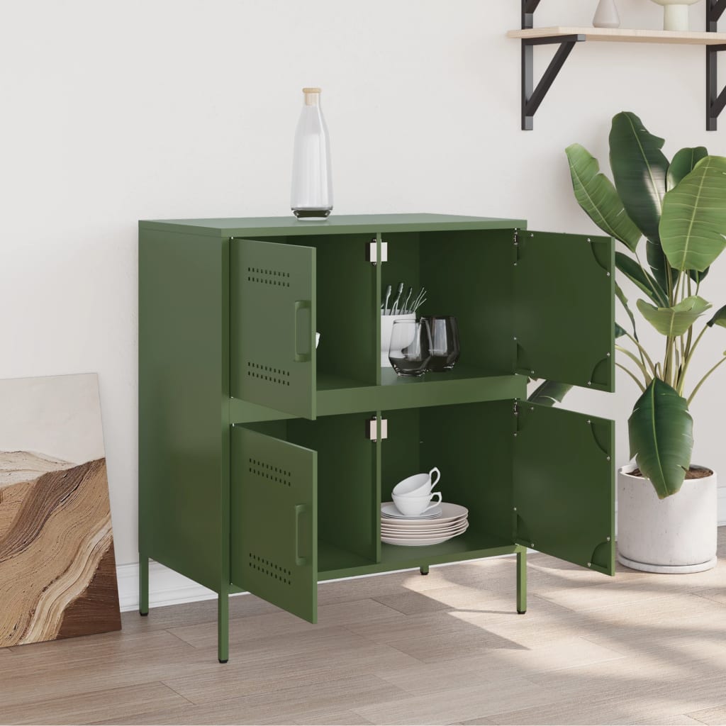 Buffet vert olive 68x39x79 cm acier - XIOS