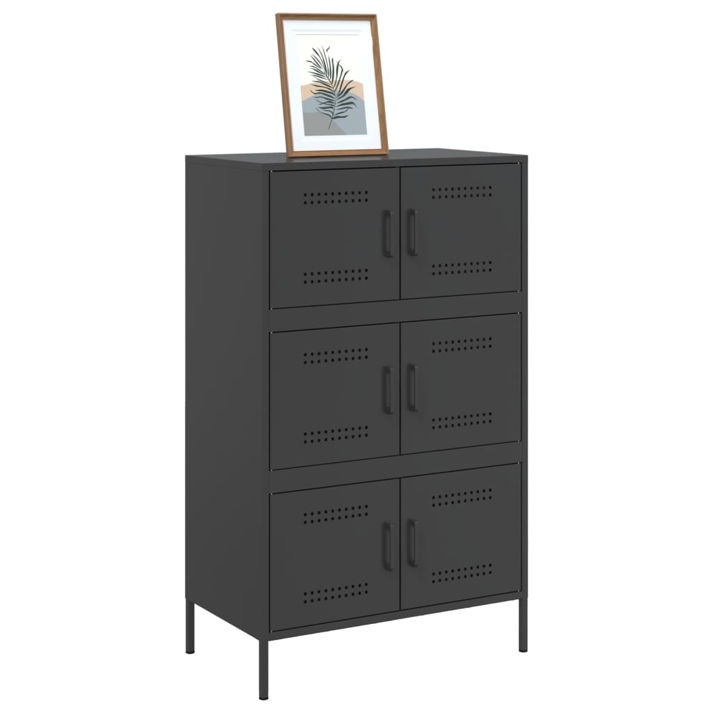 Buffet haut noir 68x39x113 cm acier - XIOS