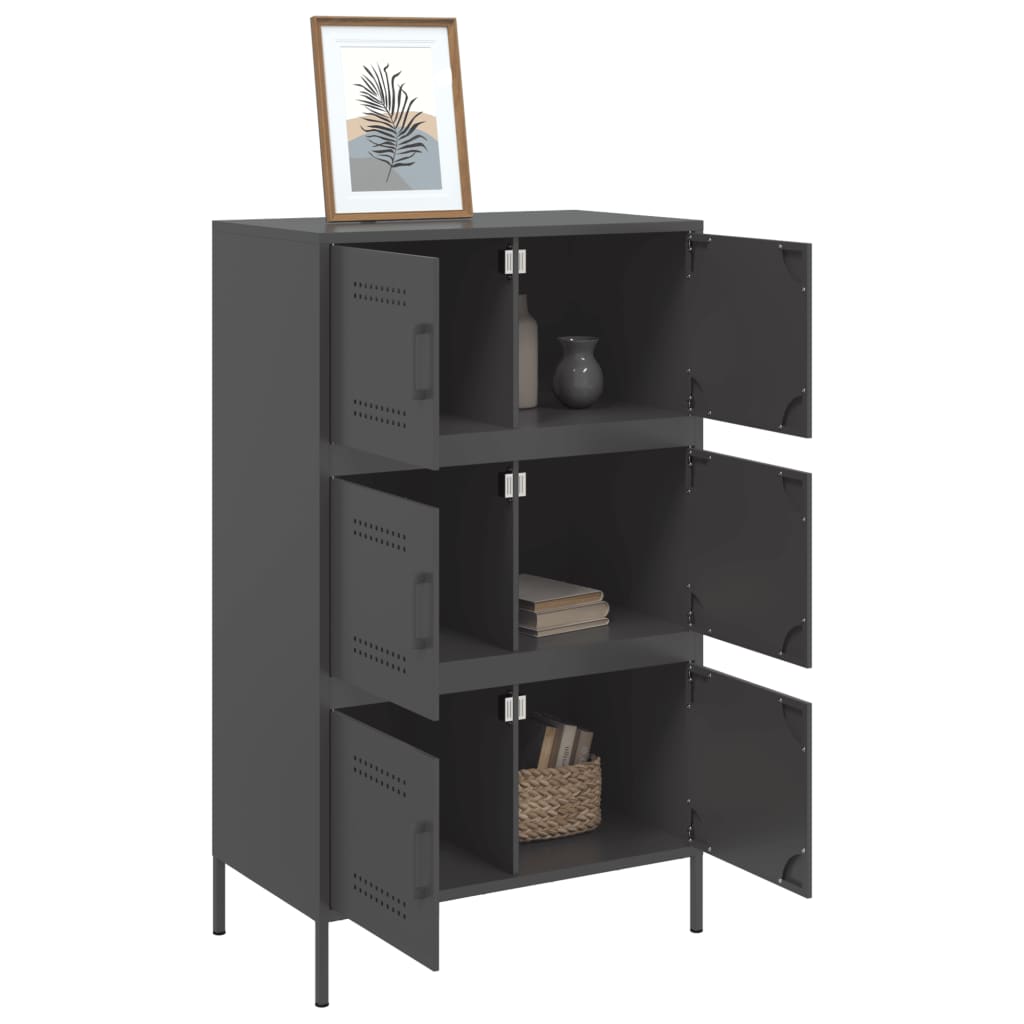 Buffet haut noir 68x39x113 cm acier - XIOS