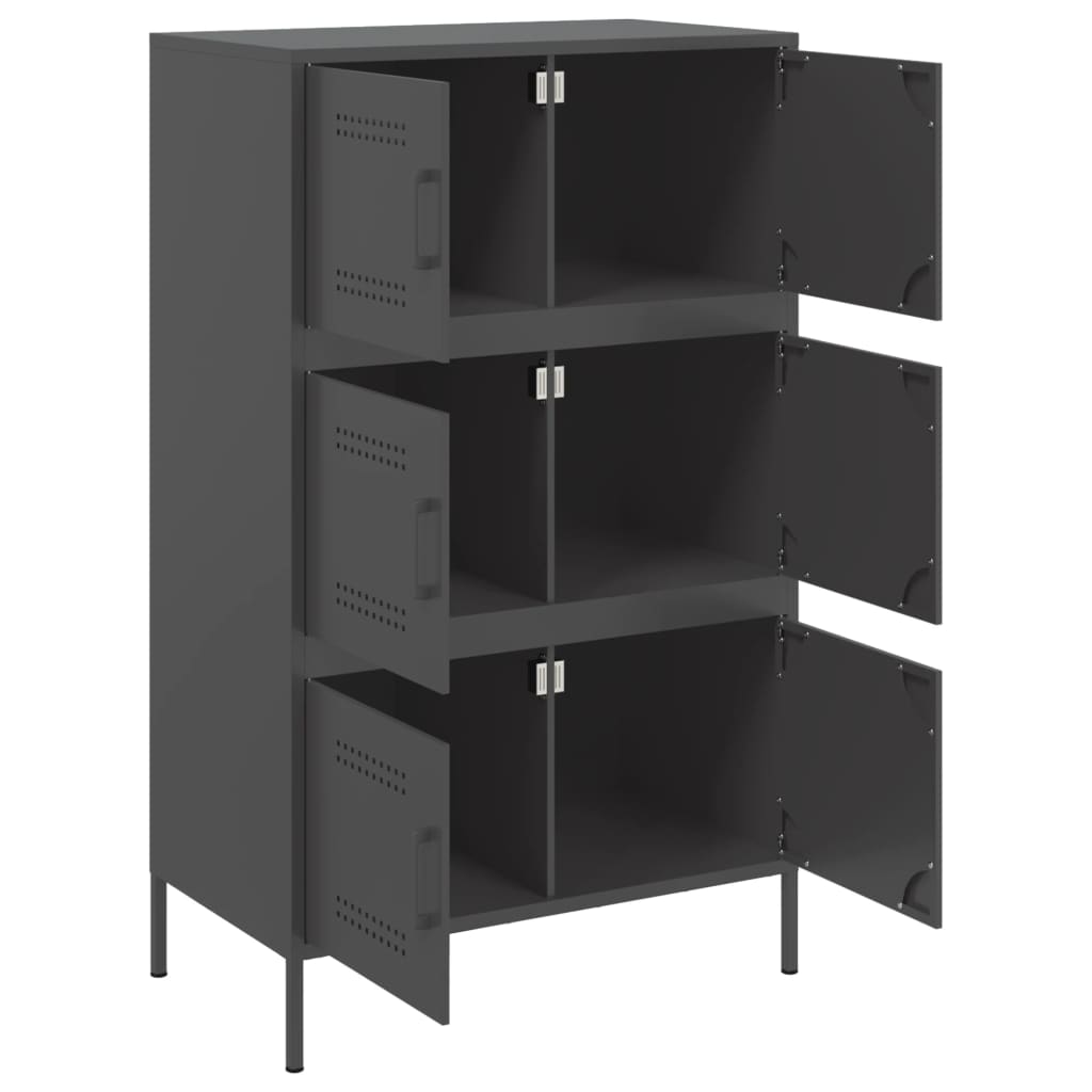Buffet haut noir 68x39x113 cm acier - XIOS