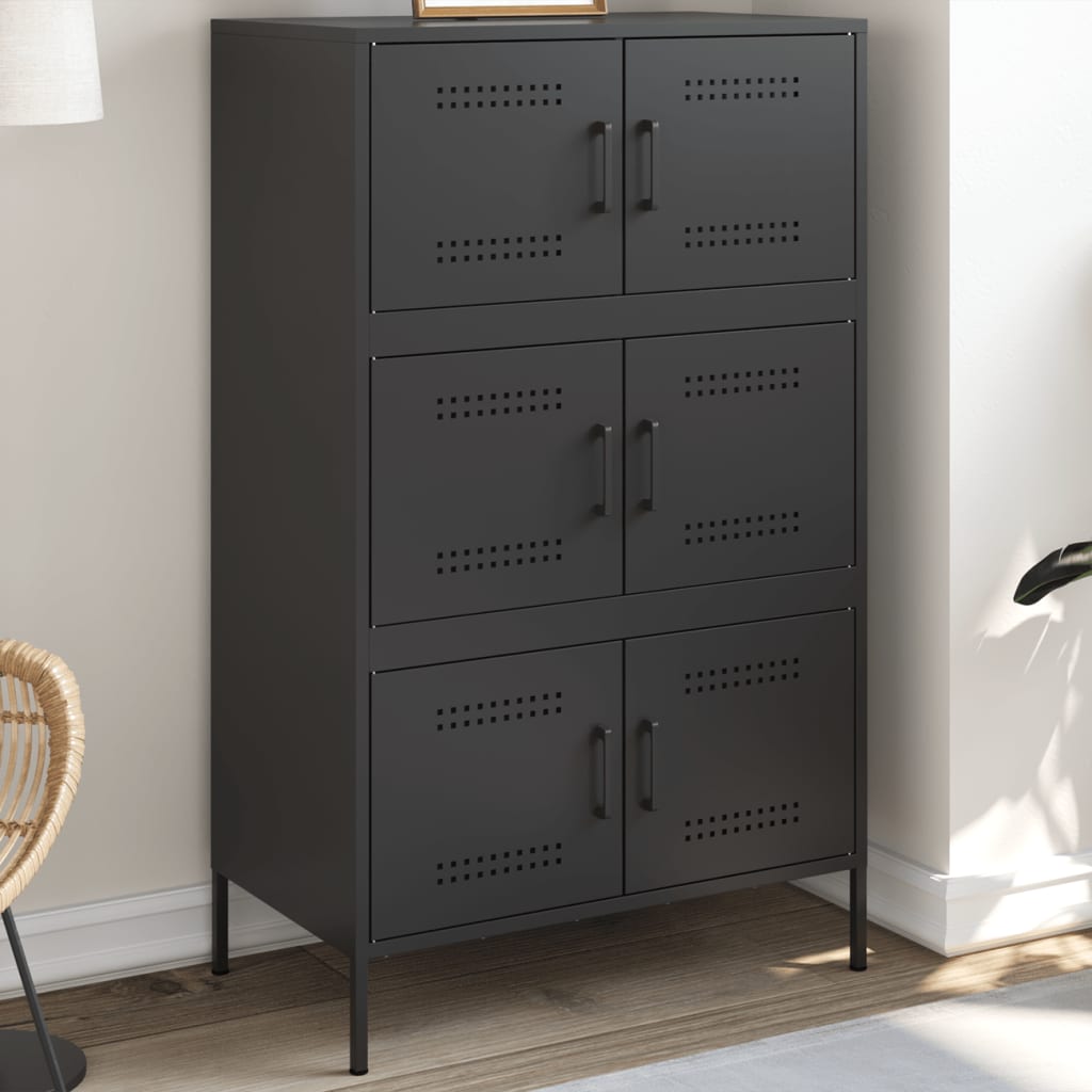 Buffet haut noir 68x39x113 cm acier - XIOS