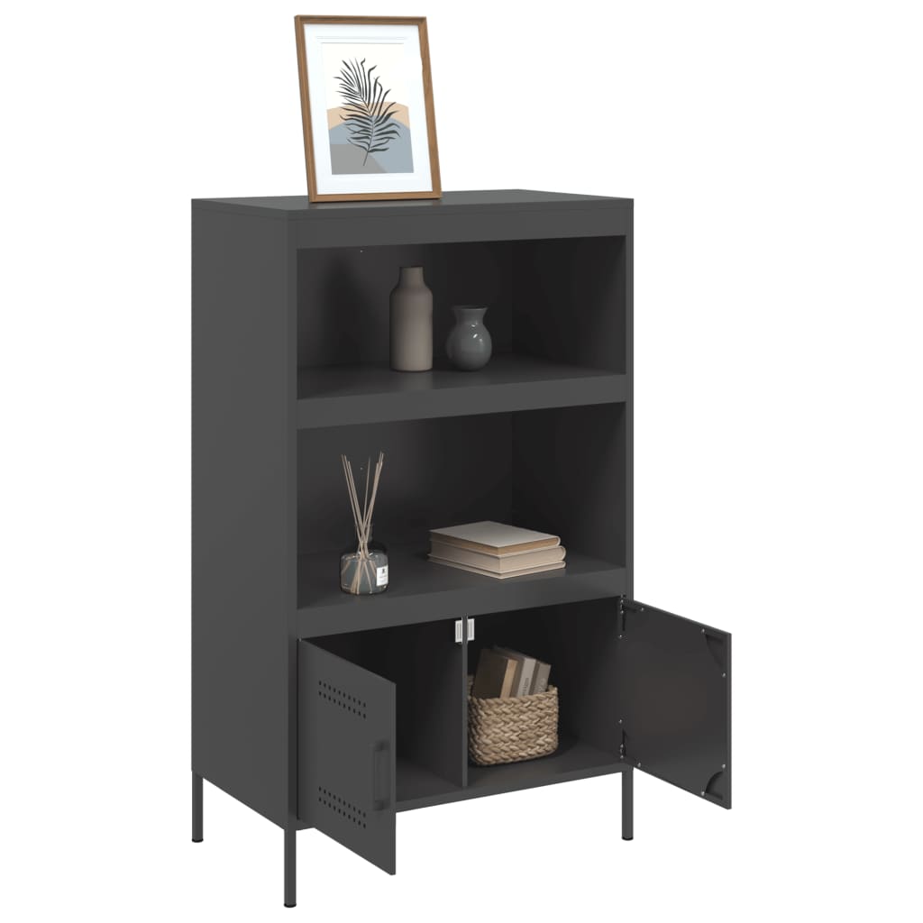 Buffet haut noir 68x39x113 cm acier - XIOS