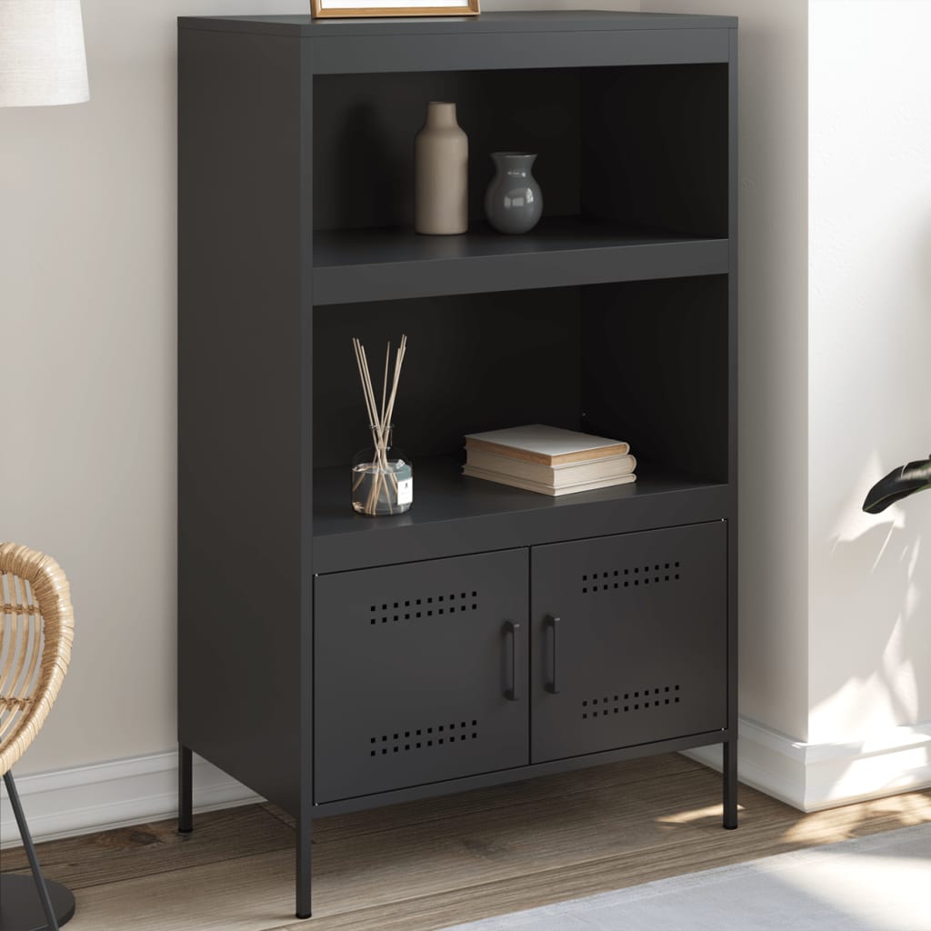 Buffet haut noir 68x39x113 cm acier - XIOS