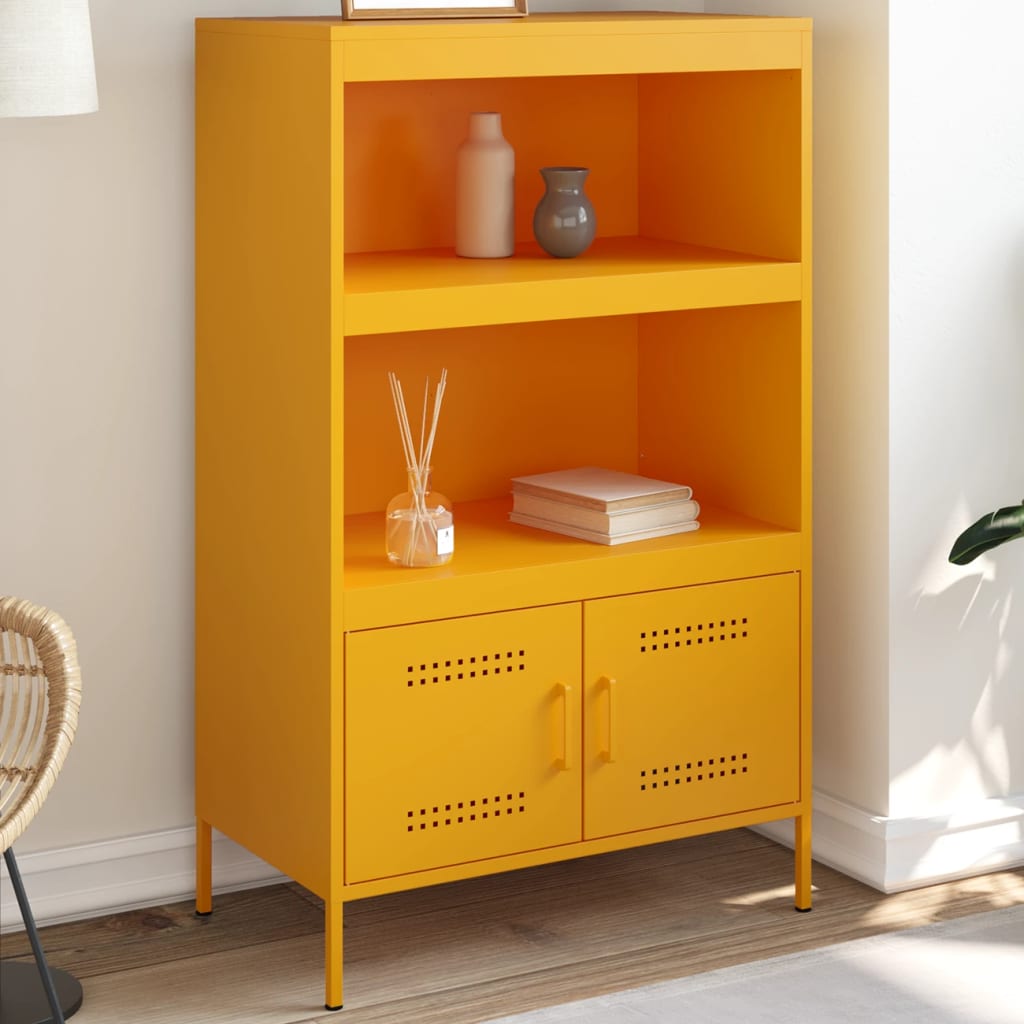Buffet haut jaune moutarde 68x39x113 cm acier - XIOS