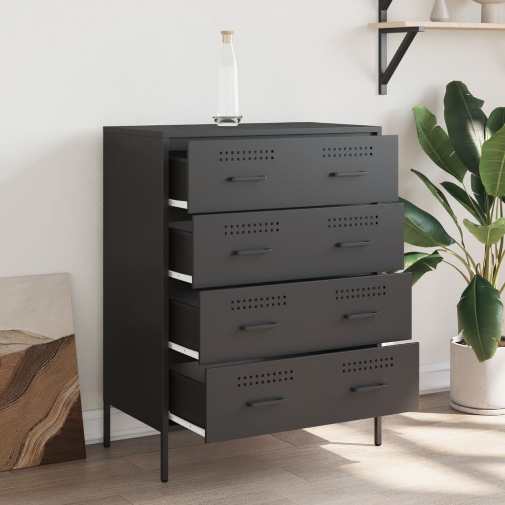 Buffet noir 68x39x89 cm acier - XIOS