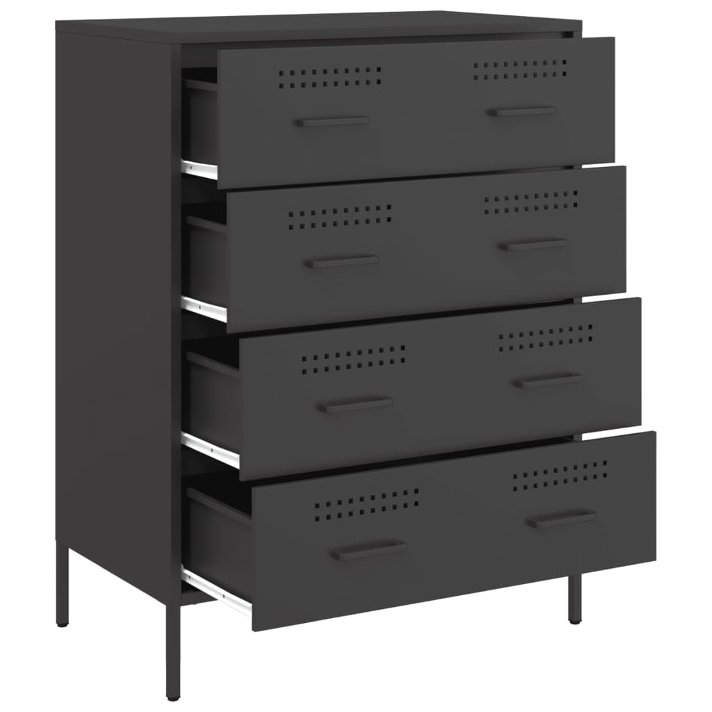 Buffet noir 68x39x89 cm acier - XIOS
