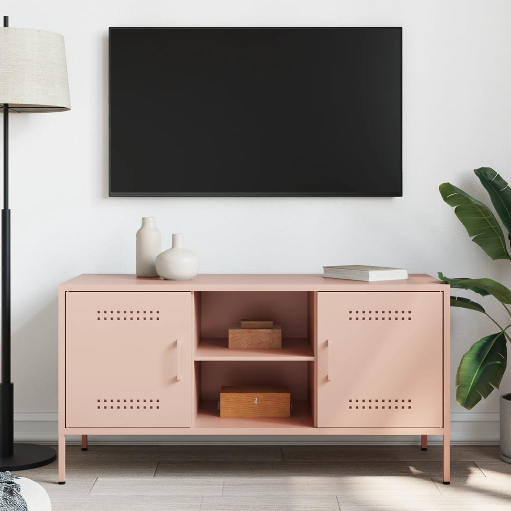 Meuble TV rose 100,5x39x50,5 cm acier - XIOS