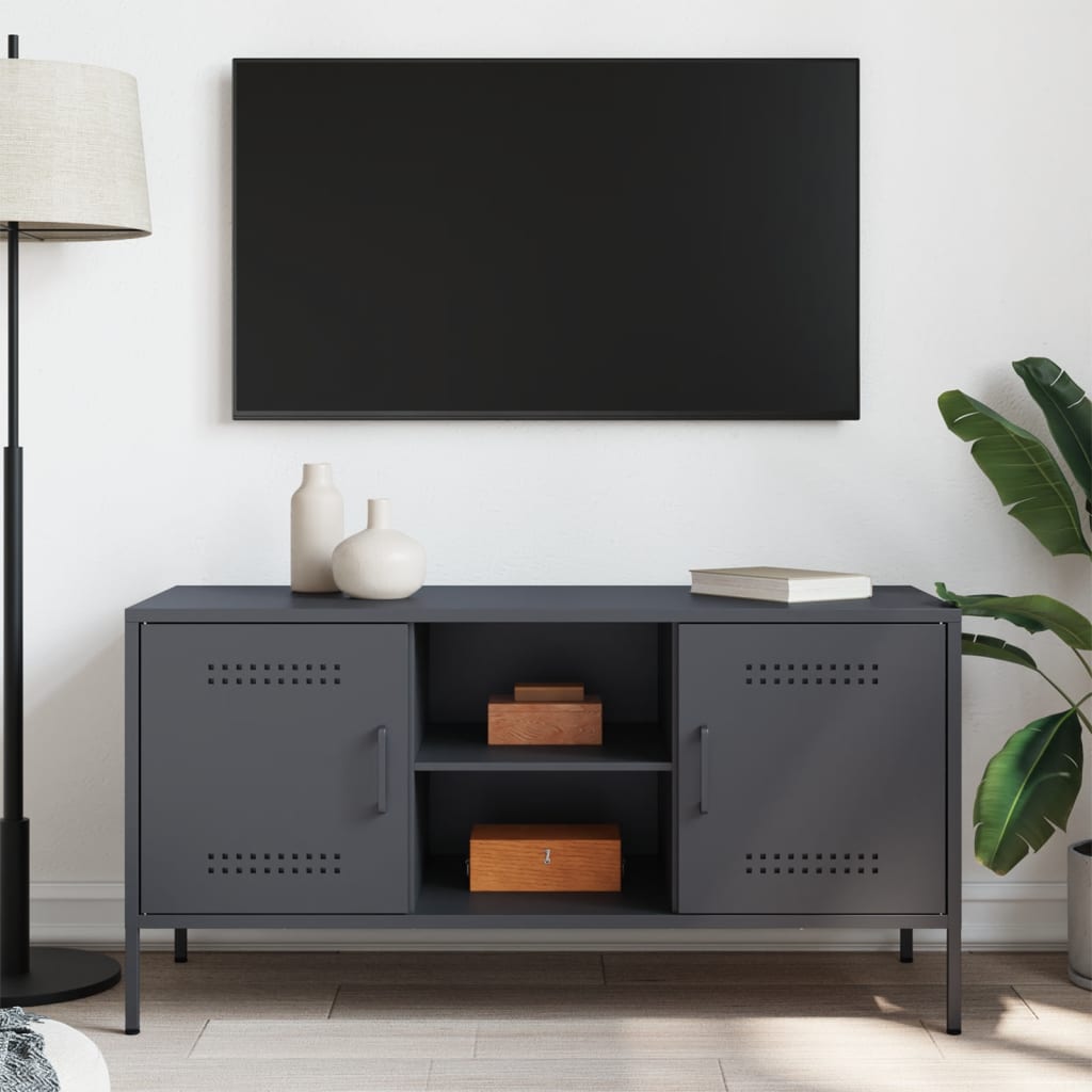 Meuble TV anthracite 100,5x39x50,5 cm acier - XIOS