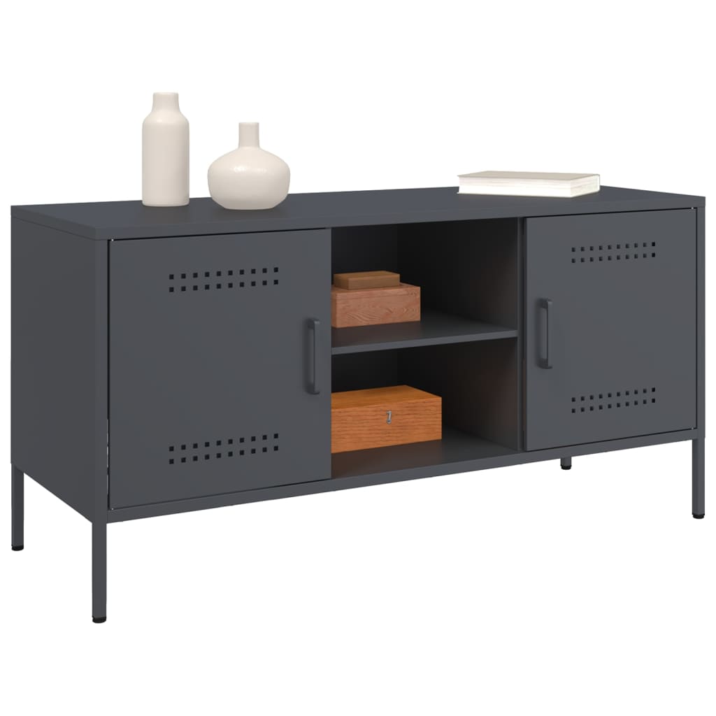 Meuble TV anthracite 100,5x39x50,5 cm acier - XIOS