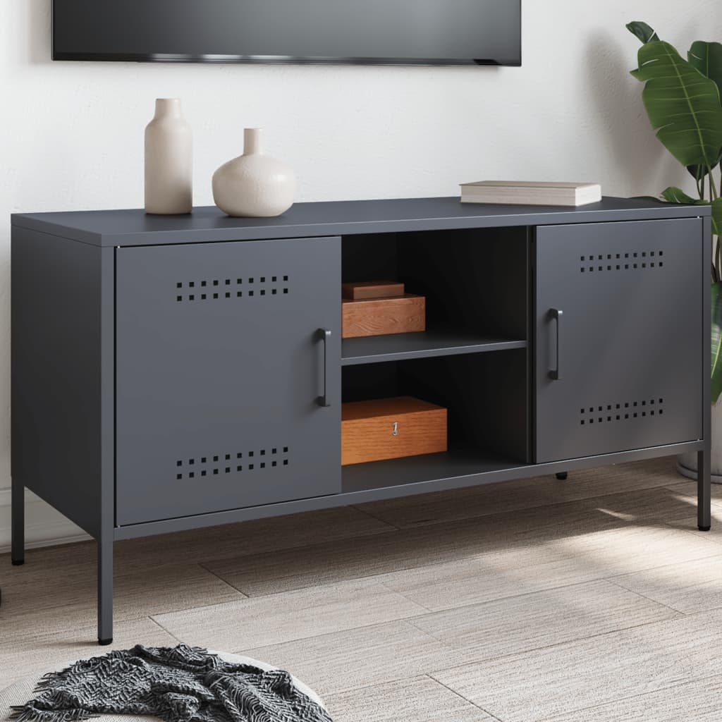 Meuble TV anthracite 100,5x39x50,5 cm acier - XIOS