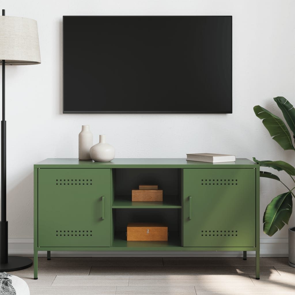 Meuble TV vert olive 100,5x39x50,5 cm acier - XIOS