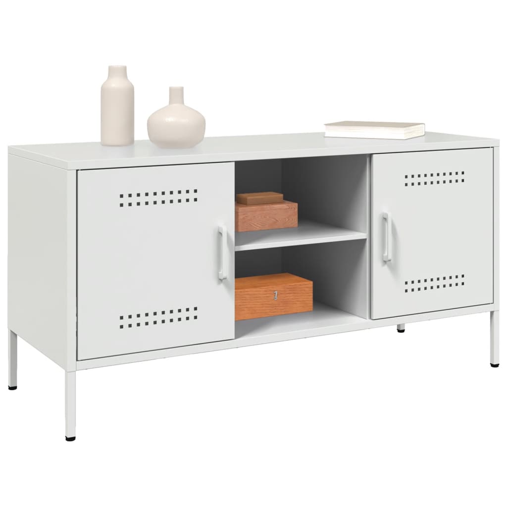 Meuble TV blanc 100,5x39x50,5 cm acier - XIOS