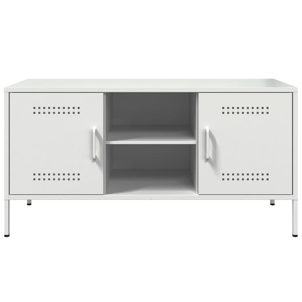 Meuble TV blanc 100,5x39x50,5 cm acier - XIOS