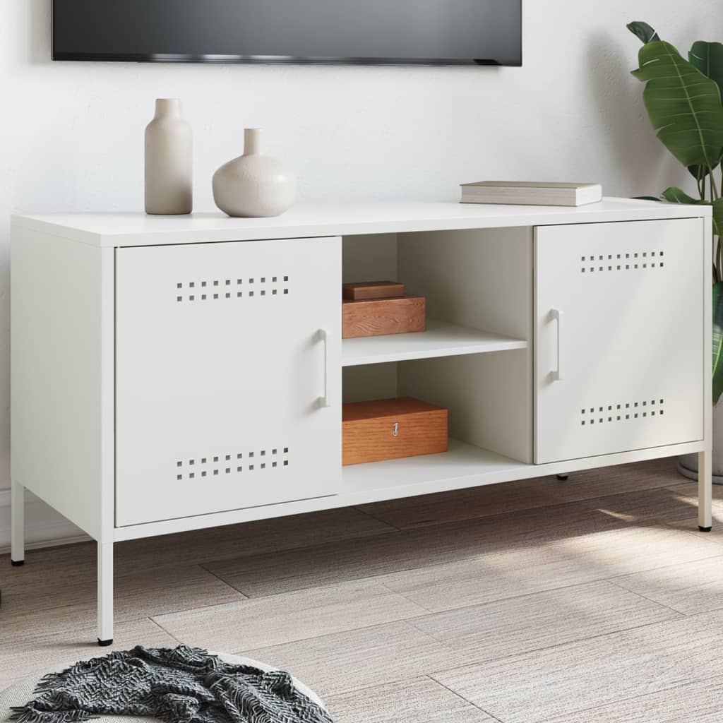 Meuble TV blanc 100,5x39x50,5 cm acier - XIOS