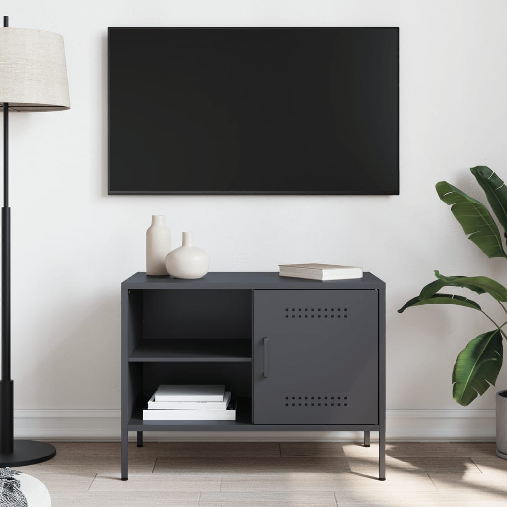Meuble TV anthracite 68x39x50,5 cm acier - XIOS