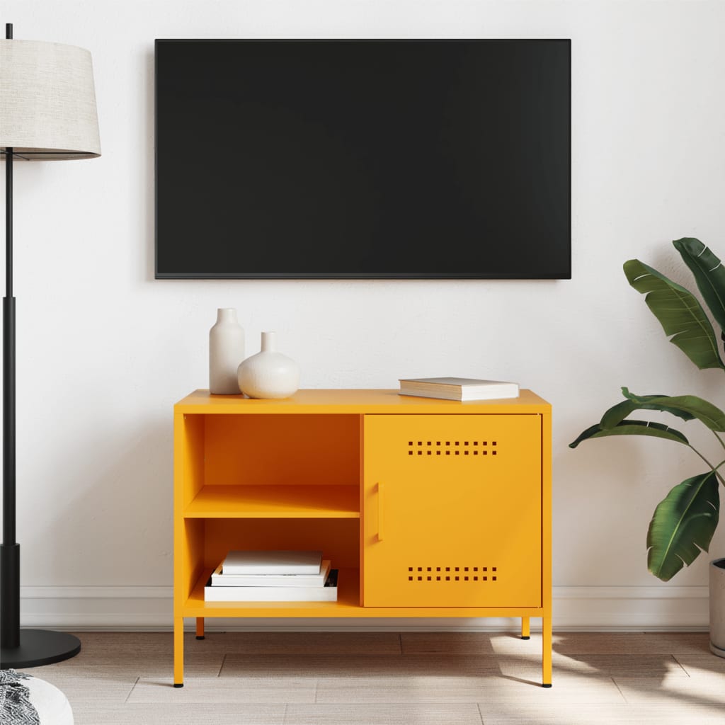 Meuble TV jaune moutarde 68x39x50,5 cm acier - XIOS