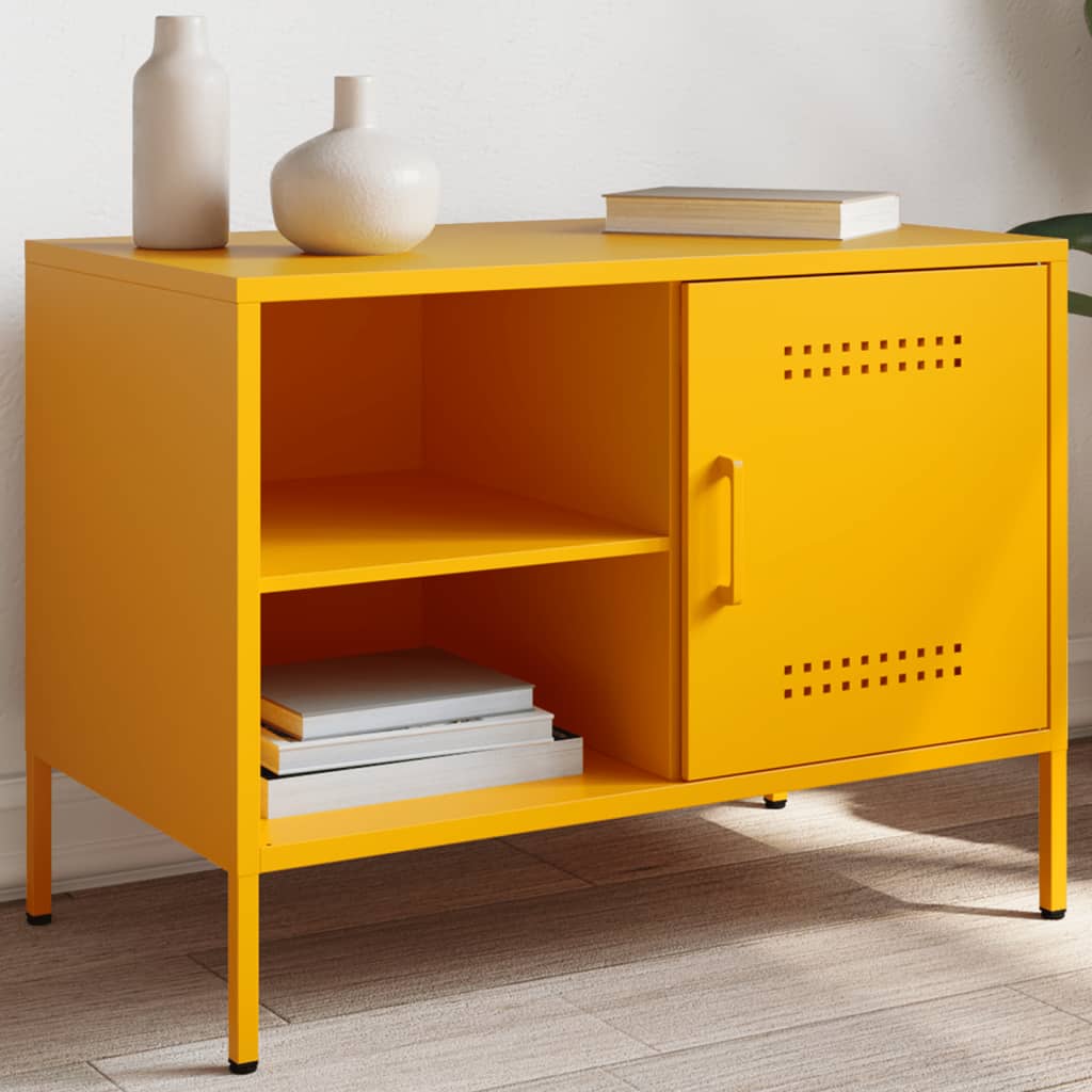 Meuble TV jaune moutarde 68x39x50,5 cm acier - XIOS