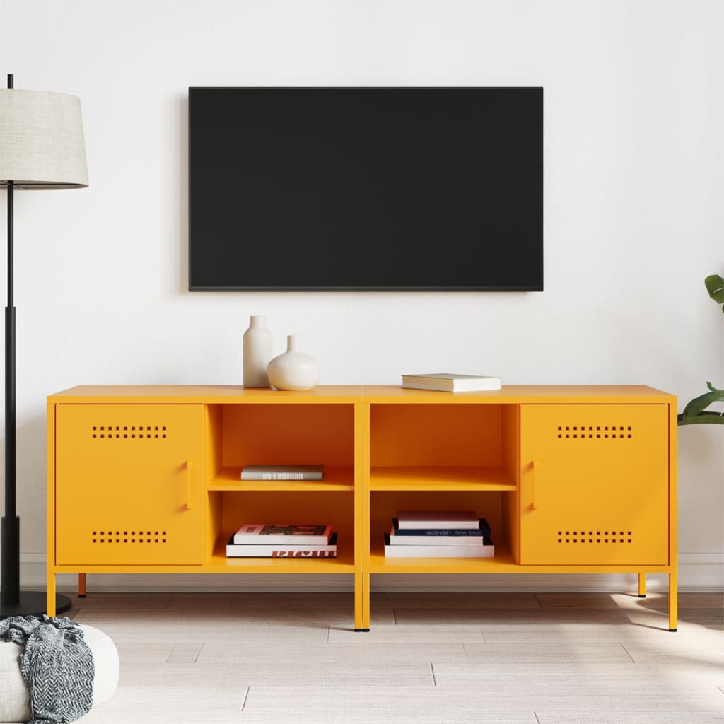 Meubles TV 2 pcs jaune moutarde 68x39x50,5 cm acier - XIOS