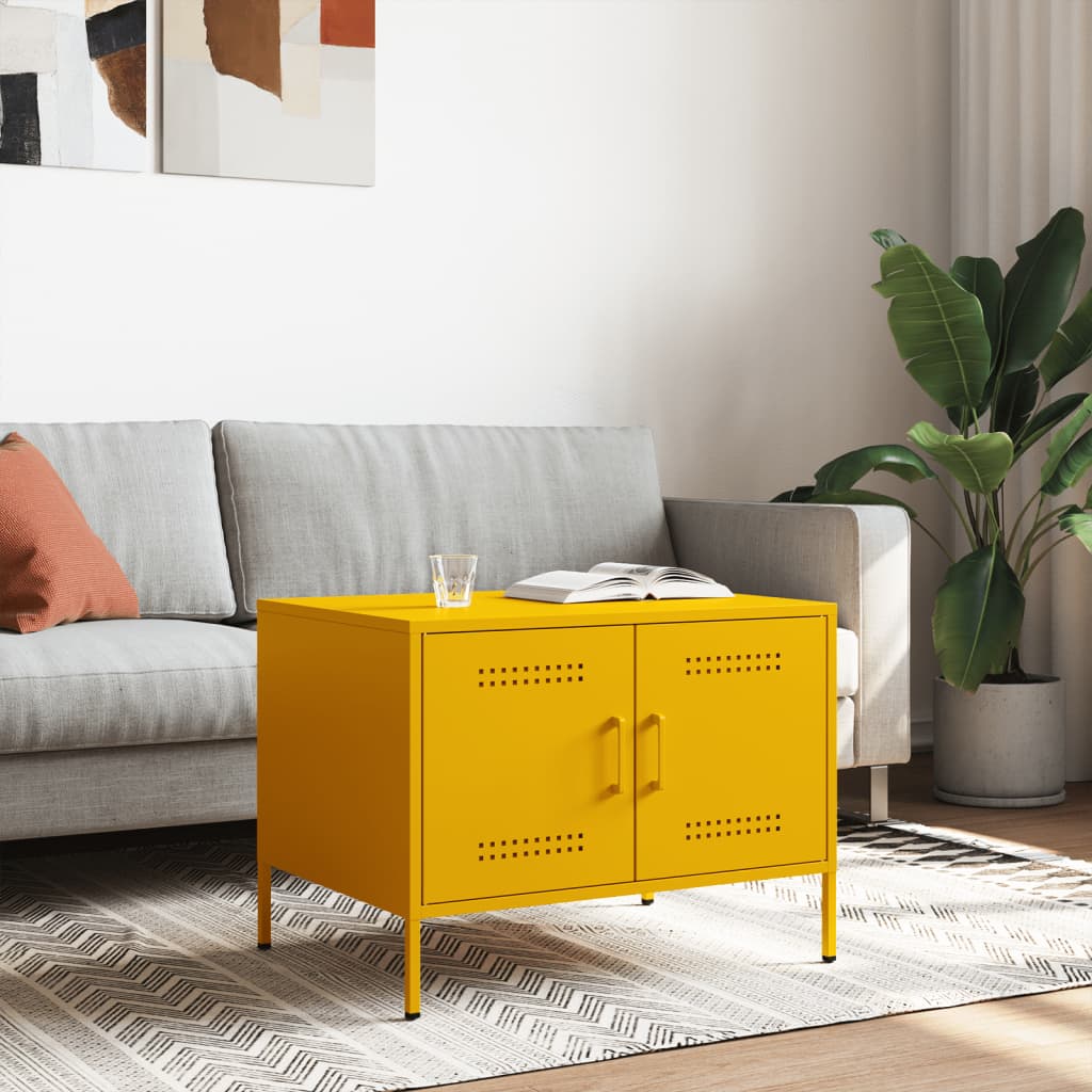 Table basse jaune moutarde 68x50x50,5 cm acier - XIOS