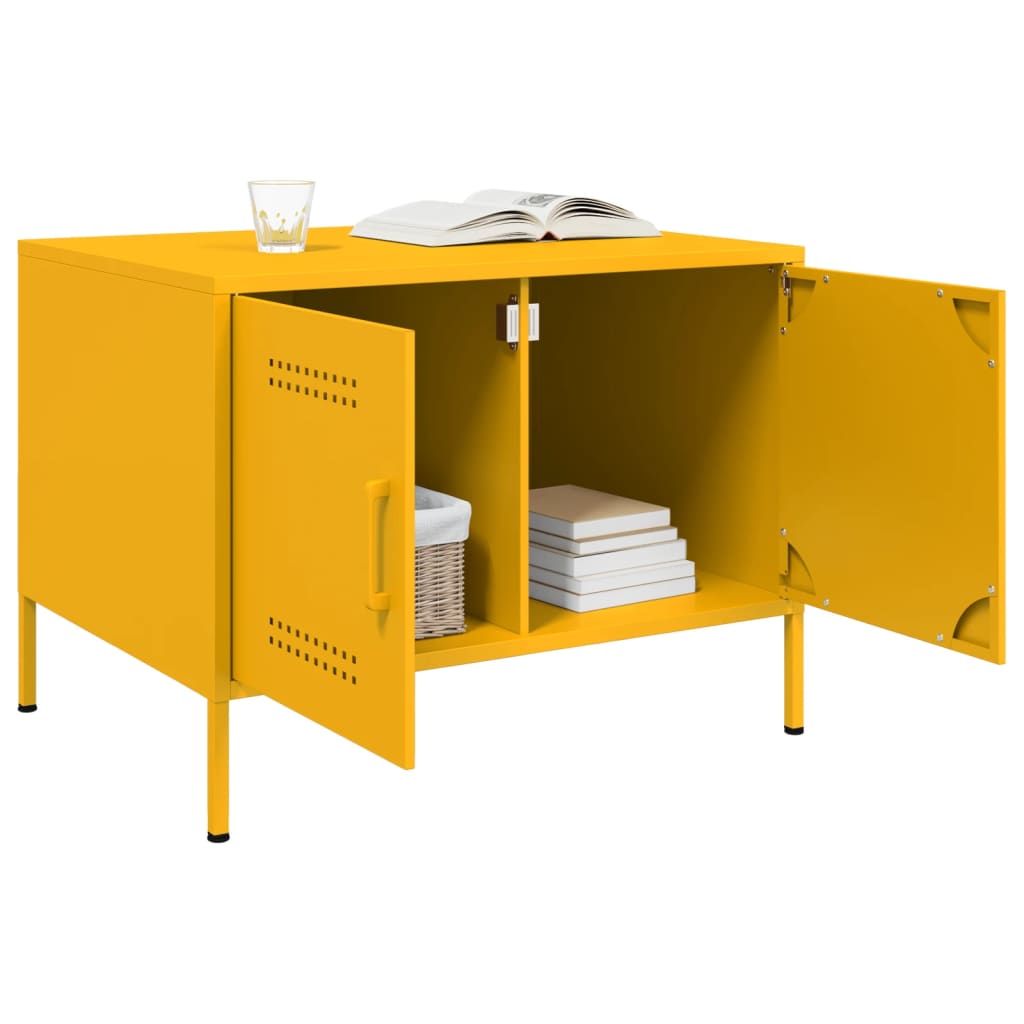 Table basse jaune moutarde 68x50x50,5 cm acier - XIOS