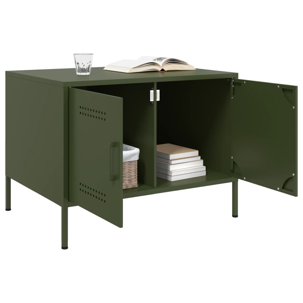 Table basse vert olive 68x50x50,5 cm acier - XIOS