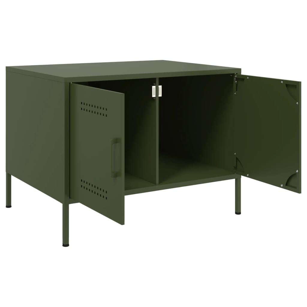 Table basse vert olive 68x50x50,5 cm acier - XIOS
