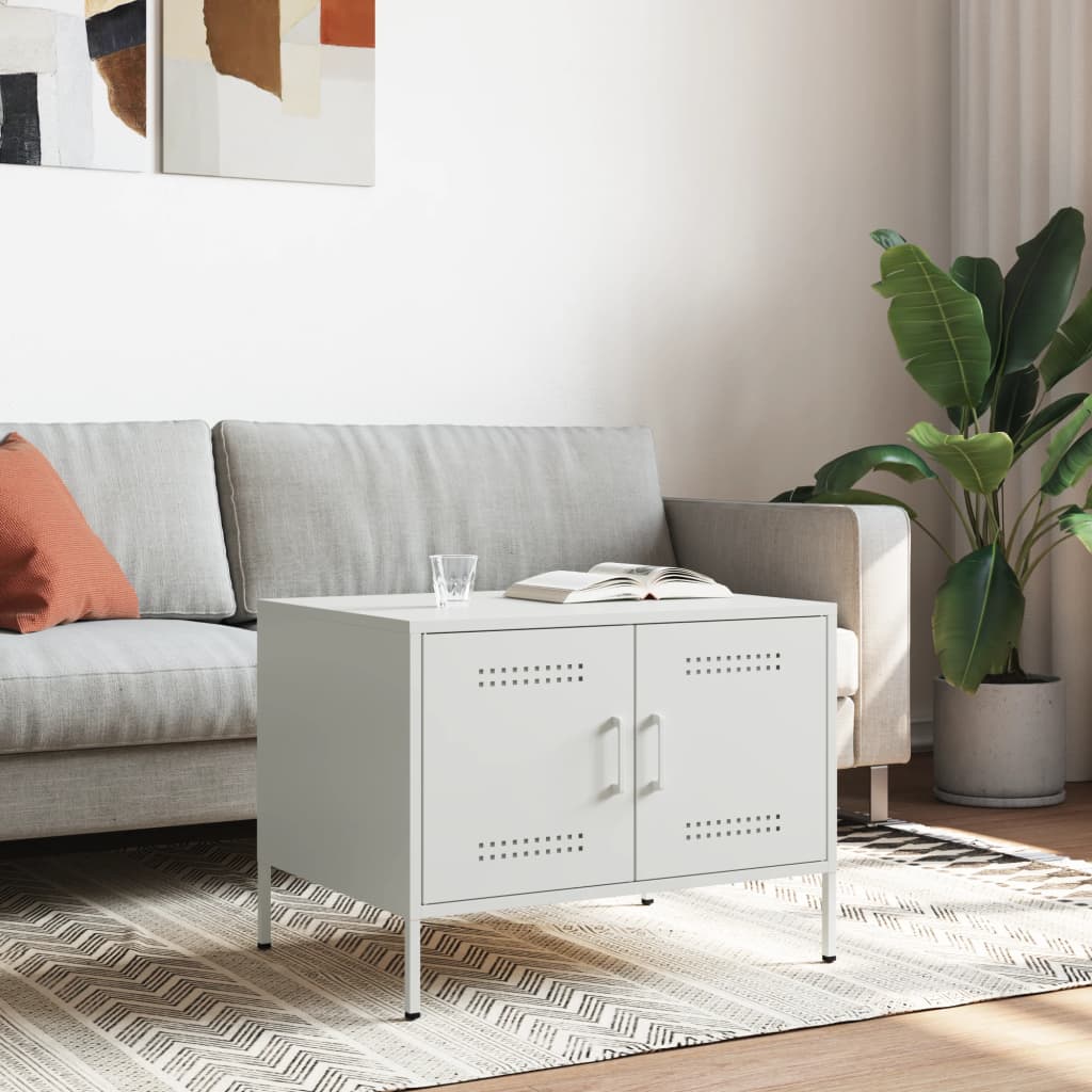 Table basse blanc 68x50x50,5 cm acier - XIOS