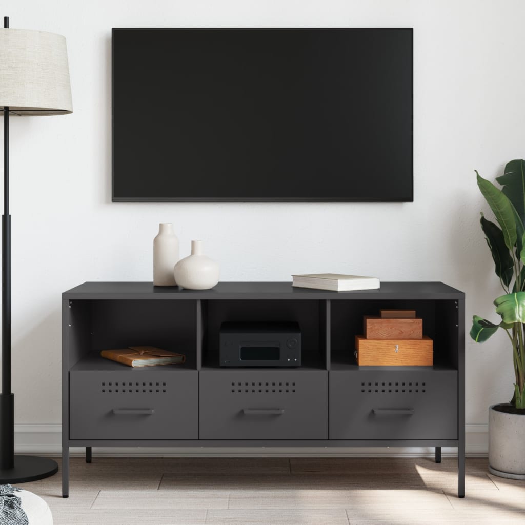 Meuble TV noir 100,5x39x50,5 cm acier - XIOS