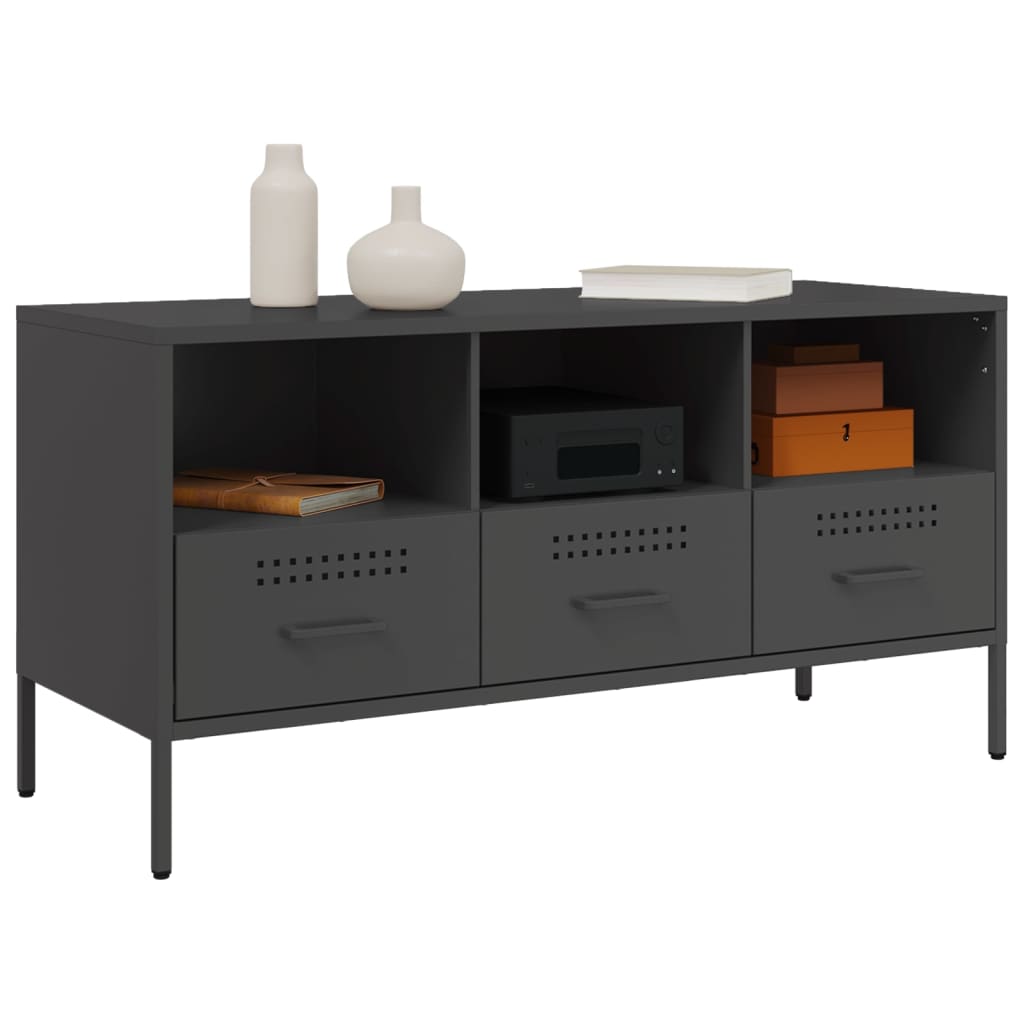 Meuble TV noir 100,5x39x50,5 cm acier - XIOS